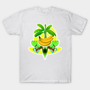 Banana Tree with Bananas and Tropical Parrot T-Shirt